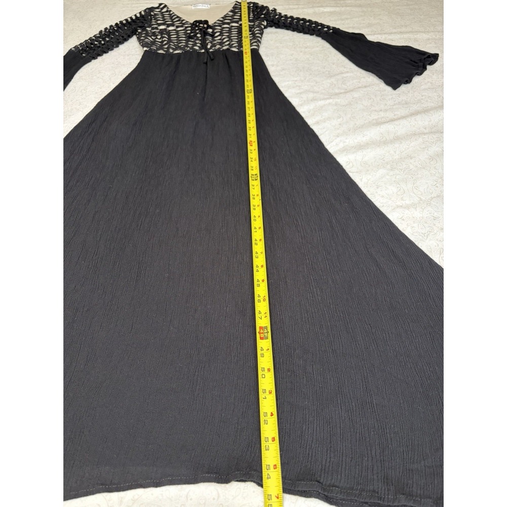 Witchy Gothic Flounce Sleeve Maxi Dress Small Black Dark Romantic Boho Festival - Picture 9 of 14